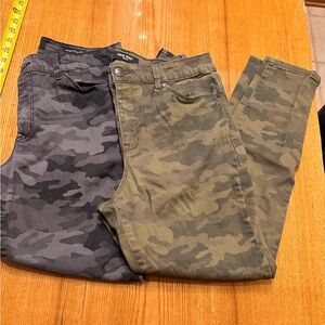 Nine West Gramercy Skinny Ankle Camo Jeans Bundle- Olive & Charcoal